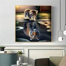 1 套 5D DIY 钻石画套件 Kitty 马赛克刺绣画节日礼物家居墙壁装饰无框 - 彩色 - 查看 3