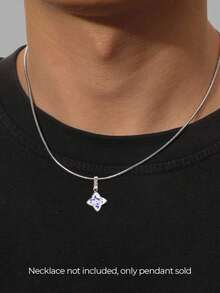 1 mặt dây chuyền cỏ bốn lá. Cỏ ba lá Acrylic đơn giản. Thích hợp cho trang phục hàng ngày của bé gái - Bạc - Xem 1