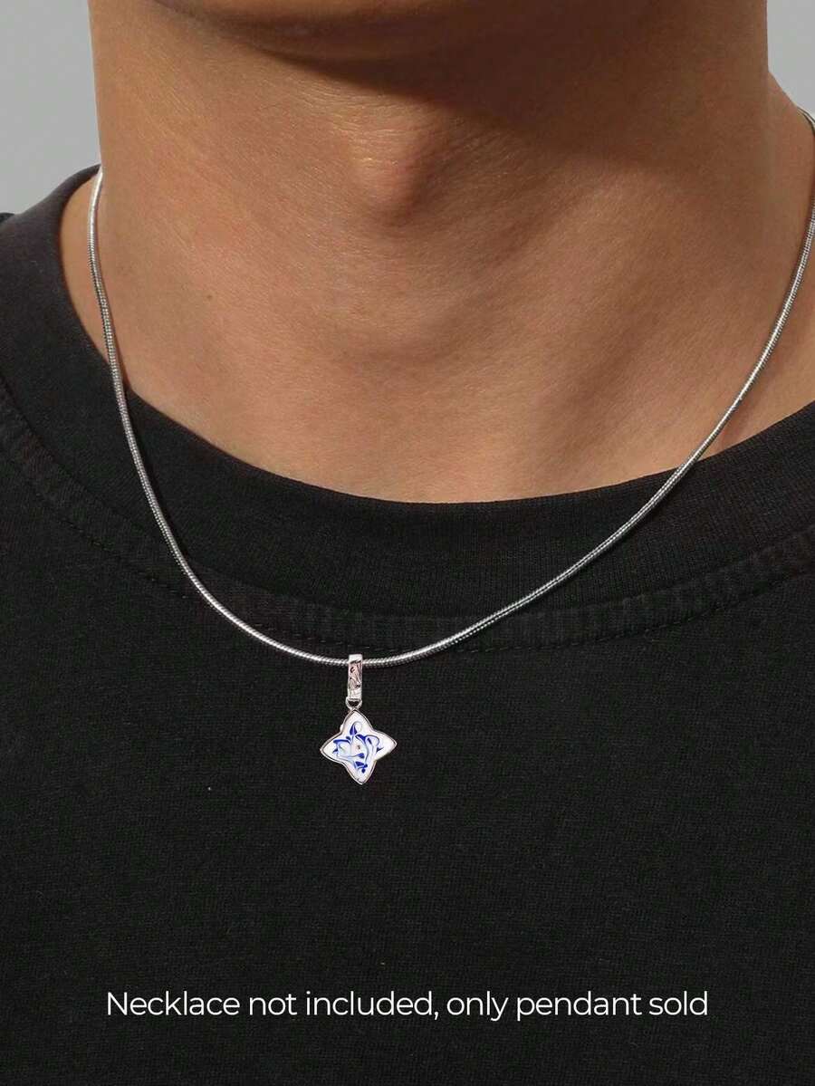 1 mặt dây chuyền cỏ bốn lá. Cỏ ba lá Acrylic đơn giản. Thích hợp cho trang phục hàng ngày của bé gái - Bạc - Xem 1