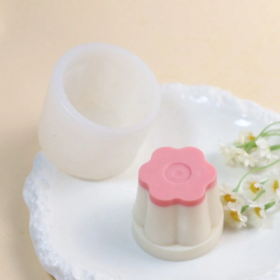 Simulated Caramel Pudding Squishy Silicone Mold Toy - White - View 1