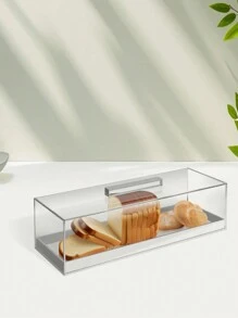 1Set 15" Large Size Cake Display Stand With Lid, Rectangular Tray Pastry Showcase, Luxury Transparent/Black Storage Rack With Dust Cover For Cakes, Desserts, Party Events - Clear - View 3