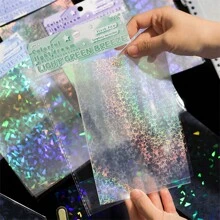 6 Sheets/Pack Colorful Holographic Dream Series Laser Stickers, PET Decorative Stickers Back To School