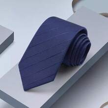 1pc Striped Casual/Business Lightweight Polyester Necktie, Versatile For All Seasons, Hot Selling Promotion - Black - View 6
