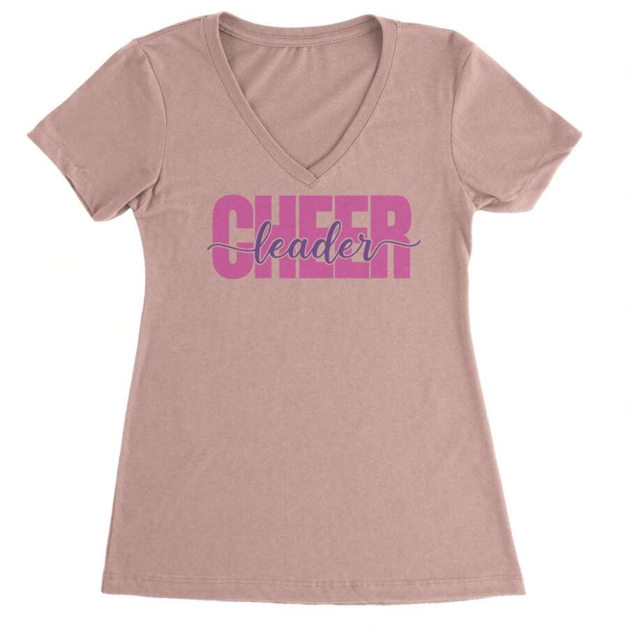 Cheerleader With Scripted Flair Ladies V-Neck T-Shirt - Màu hồng nhạt - Xem 1