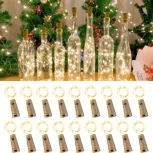 18 件/套酒瓶灯，3.3 英尺 20LED 银线仙女灯，适用于瓶子、罐子、工艺品、婚礼、派对、婚礼中心装饰、桌面装饰 - 暖光 - 查看 1