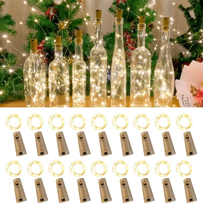 18 件/套酒瓶灯，3.3 英尺 20LED 银线仙女灯，适用于瓶子、罐子、工艺品、婚礼、派对、婚礼中心装饰、桌面装饰