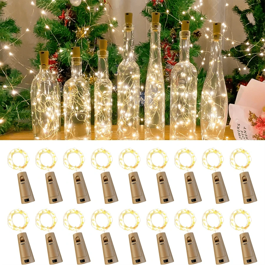 18 件/套酒瓶灯,3.3 英尺 20LED 银线仙女灯,适用于瓶子、罐子、工艺品、婚礼、派对、婚礼中心装饰、桌面装饰 - 暖光 - 查看 1