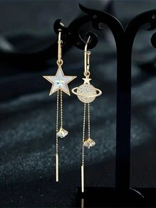 1pair Fashionable Unique Asymmetric Colorful Earrings Combo For Outdoor Travel, Party, Wedding, Holiday Gift