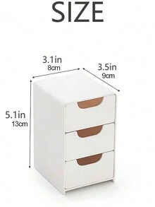 1pc Mini Desktop Storage Box With 3 Compartments, Drawer Cosmetics Organizer, Simple 3 Layers Drawer Storage Box, Tabletop Storage Box Halloween Decor, Room Decor, Christmas Decorations, Halloween, Halloween Decorations, Christmas, Halloween Decor, Christmas Decor, Fall Decor, Christmas Decor, Storage, Organizer - White - View 2