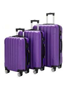 20 英寸 24 英寸 28 英寸 拉杆箱 3 件套 硬壳 轻便 万向轮行李箱 行李箱套装 行李箱套装 行李箱 旅行箱 行李箱 耐用旅行行李箱 随身携带 - 紫色 - 查看 2