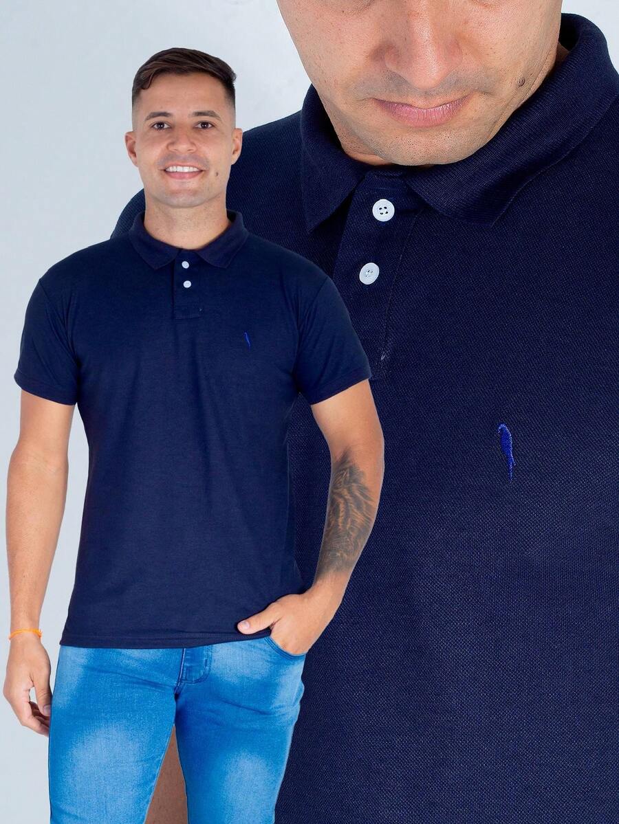 High Quality Original Piquet Men's Polo Shirt - 藏蓝色 - 查看 1