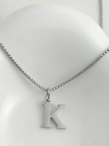 Magic Fish 1pc Classic 26 Alphabet Letter Necklace A-Z Initial Pendant Necklace Stainless Steel Jewelry Gift, Suitable For Daily Wear