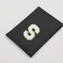 Chic Personalized Passport Holder For Women & Teens - Initial PU Leather Wallet With 26 Letter Patches, Stylish Travel Card Case, Perfect Unique Gift For Her, Enhance Your Jetset Style Travel Essentials School Back To School School Supplies Holiday Holiday Essentials Vacation Accessories Passport Cover - Black - View 4