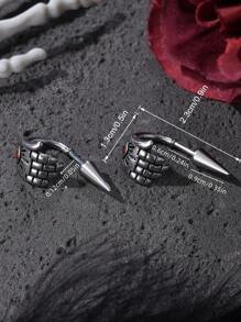 1 件时尚不锈钢朋克龙耳环，男女通用嘻哈街头风格龙蛇骷髅耳钉，适合日常佩戴、派对、音乐节、约会