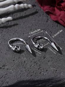 1 件时尚不锈钢朋克龙耳环，男女通用嘻哈街头风格龙蛇骷髅耳钉，适合日常佩戴、派对、音乐节、约会