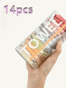 A Pack Of 14 Pieces Compressed Disposable Washcloths Travel Portable Facial Cleansing Towel Thickened Wet And Dry Dual-Use,The Packaging Printing And Color Are Not Fixed And Will Be Shipped Randomly