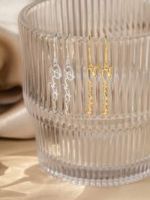 1 Pair Dainty Customized Vertical Name Earring Personalized Text Stainless Steel Earrings For Women Wedding Charm Golden Jewelry Vacation Daily Wear Accessories Gifts For Her