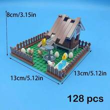 MOC Small Particle Assembly Building Blocks Farm Manor Ranch Field Scene Combination Sheep Pen Cowshed Chicken Coop Panda Bamboo Grove DIY Building Blocks Toy - Multicolor - View 15