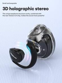 HYUNDAI 现代 HY-X15Ultra 蓝牙耳机，挂耳式，被动降噪，高清 3D 环绕声，低延迟，适合运动和骑行，电池寿命长，佩戴舒适，开放式无线耳机，兼容智能手机和电脑 - 黑色 - 查看 4