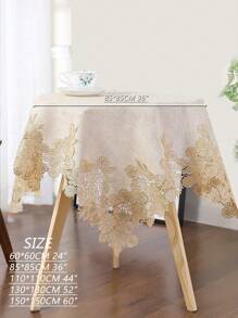 1 块亚麻方形桌布，带刺绣花卉图案，家居装饰 - 彩色 - 查看 2