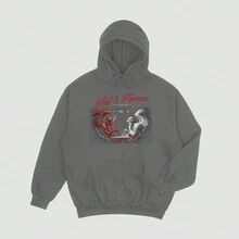 Women's Cold Weather Sweatshirt Tracksuit Coat Jacket Hooded Pocket Unisex Printed Art  & Heaven Hooded Cotton - 深灰色 - 查看 2