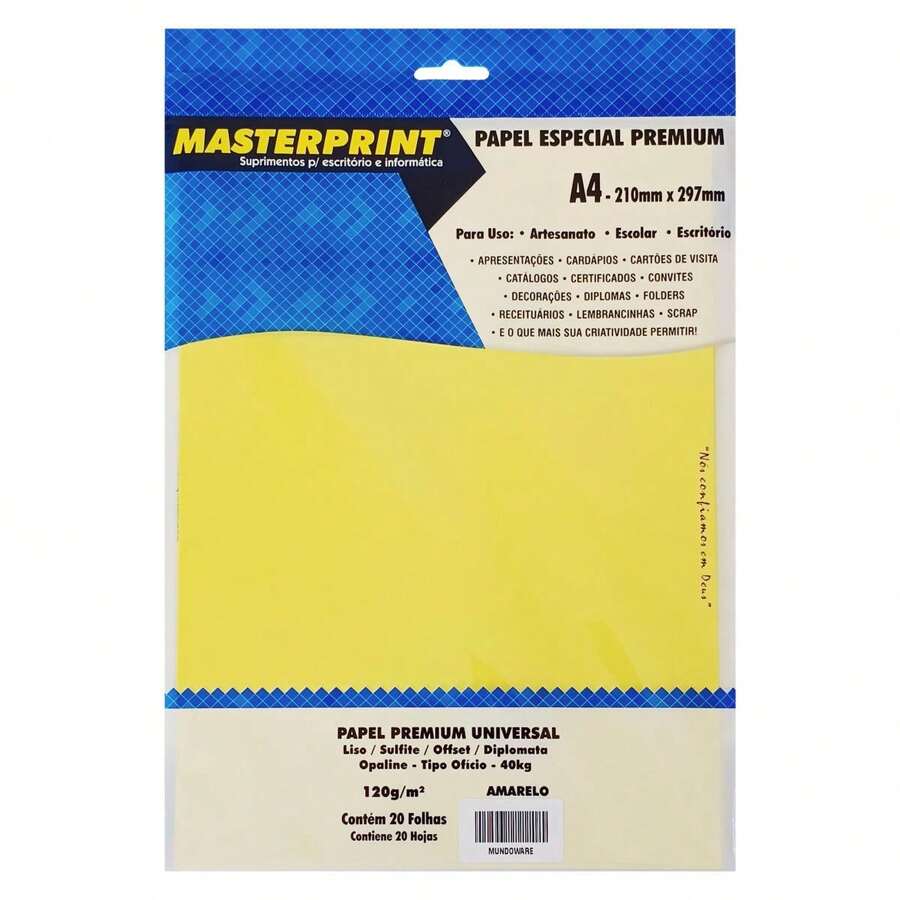 Smooth Offset Sulfite Paper Diplomata Opaline A4 120g Colored Mass Type Legal 40kg Pack Of 20 Sheets - Màu vàng - Xem 1