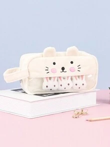 1pc Plush Animal Novelty Pen Pouch, Large Capacity Multi-Functional Stationery Pencil Case - Multicolor - View 12