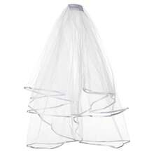 2件套蕾丝新娘头纱，女士婚纱头纱和头饰，白色新娘头纱，女士头饰和皇冠 - 銀色 - 查看 6