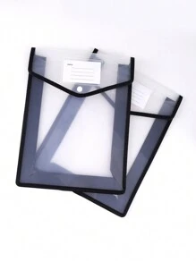 1pc Large Capacity File Bag, Thickened Waterproof Data Bag, Transparent Button Bag File Bag, Student Books Test Paper Bag, Back To School, School Supplies
