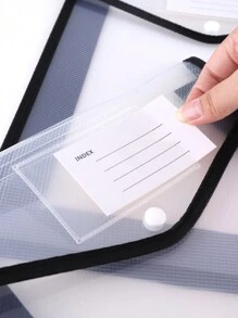 1pc Large Capacity File Bag, Thickened Waterproof Data Bag, Transparent Button Bag File Bag, Student Books Test Paper Bag, Back To School, School Supplies