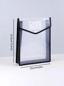1pc Large Capacity File Bag, Thickened Waterproof Data Bag, Transparent Button Bag File Bag, Student Books Test Paper Bag, Back To School, School Supplies