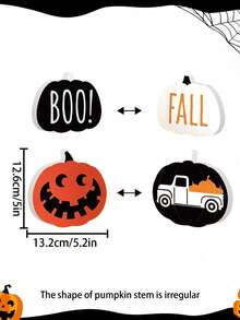 1 件秋季万圣节室内餐桌装饰，可翻转万圣节分层托盘装饰，秋季南瓜厨房桌面装饰，适用于家庭办公室，双面喷漆，独立式木制标牌 - 彩色 - 查看 5