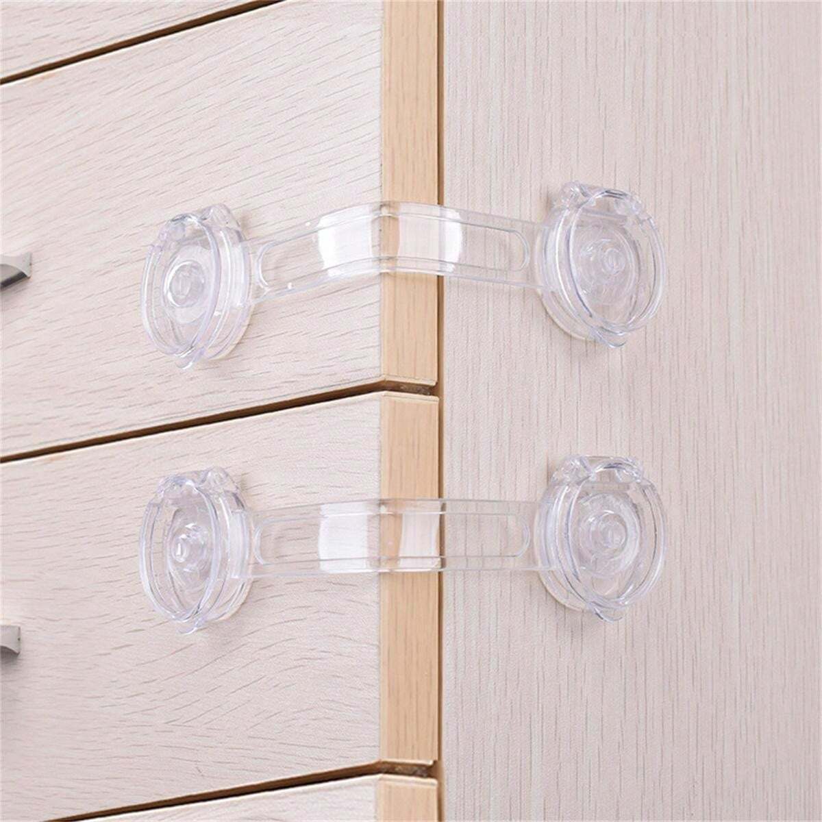 Serrures Sécurité Enfants EUDEMON 3Pièces - Sangle Adhésive Pour Tiroirs, Frigo, Placards - Transparent