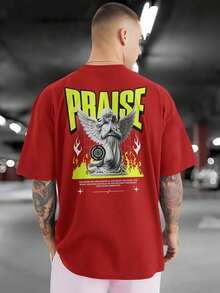 PRAISE ANGEL 100% Cotton Front And Back Printed T-Shirt GPJ1 - Đỏ - Xem 3