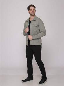 Men's Casual Comfort Elastane Twill Jacket 7923 - Light Grey - View 2