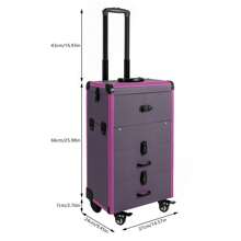 LOYALHEARTDY Rolling Makeup  Case, Lockable Portable Cosmetic Organizer Trolley, Large Make Up Cosmetic Orgainzer - 紫色 - 查看 3