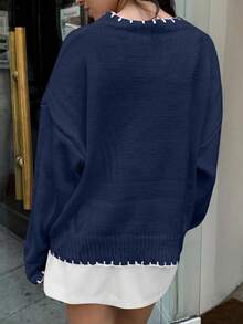 女士蝴蝶结套头针织毛衣、长袖上衣