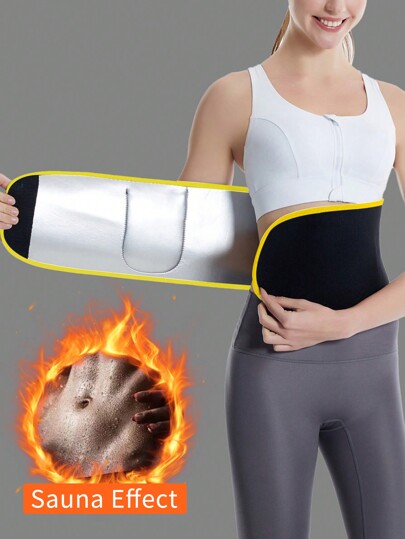 Modelador de cintura Silver Ion com bolso para celular, cinto feminino para suor, faixa para sauna, modelador de cintura, cinto para exercícios, adequado para exercícios em casa, esportes e caminhadas