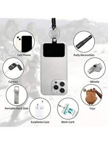 Lot de 1 ou 2 cordons de téléphone extensibles pour une aventure en toute , ancrage antivol pour la randonnée, le ski et l'escalade, blanc, compatible avec  et la plupart des smartphones. - Noir et Blanc - Voir 8