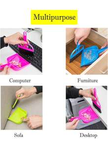 3 件装迷你手动扫帚和簸箕沙铲套装笼子清洁剂，用于豚鼠、猫、刺猬、仓鼠、龙猫、兔子、爬行动物和其他小动物的动物粪便清洁工具套装 - 粉色 - 查看 6