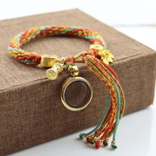 1 Peça pulseira de estilo trançado feita à mão com relicário de foto em aço inoxidável e vidro, adequada para uso diário