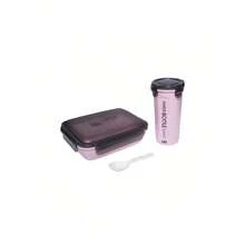 Lunch Box For Your New Home 1000ml With Compartments And Spoon And Cup Kit 500ml - 玫瑰紅 - 查看 1