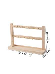 1 pieza Soporte multifuncional de nogal/color madera, soporte de exhibición para llaveros, soporte de exhibición de joyas de madera maciza con ganchos, estante colgante pequeño de accesorios con gancho, soporte de exhibición de pulseras y aretes, vuelta al colegio