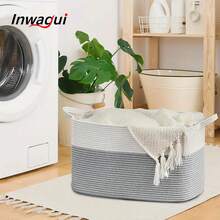 Inwagui Extra Large Woven Storage Basket For Organizing, Classic Opened Fabric Shelf Basket For Toys, Blankets, Laundry - Soft Multifunctional Decorative Basket With Handles