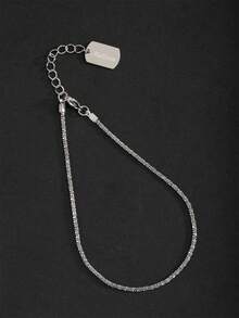 1pc Beach Style Women's Shiny Silver & Gold Stainless Steel Name Pendant Anklet - Silver - View 27