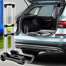 Foldable,Lightweight Portable Luggage Cart With Handle, Trolley, Shopping Cart, Hand Truck For Cargo, Grocery, Shopping - Black - View 7