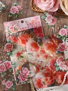 4 张/包烫印复古花卉植物拼贴材料纸用于背景复古垃圾日记本美学贴纸相册剪贴簿 - 彩色 - 查看 9