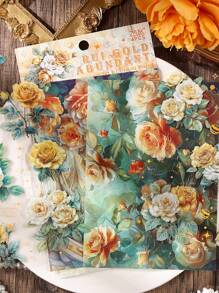 4 张/包烫印复古花卉植物拼贴材料纸用于背景复古垃圾日记本美学贴纸相册剪贴簿 - 彩色 - 查看 8