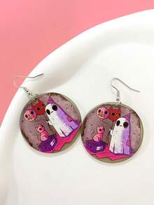 1 Cặp Acrylic Hoạt Hình Dễ Thương Halloween Hài Hước Hiphop Hồng Bông Tai Hình Tròn Ma Bóng Bay Mèo Gothic Y2K Tiệc Lễ Hội Phụ Kiện Quà Tặng Ngày Cho Bạn Gái - Nhiều màu - Xem 2