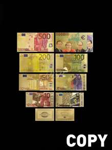 1 pieza de billete conmemorativo colorido con lámina de plástico, euro, libra esterlina (estilo aleatorio enviado)